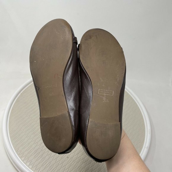 Hunter Women Ballet Flats Leather 36.5 6 6.5 Brown Leather Bow Shoes Round Toe - Picture 11 of 12